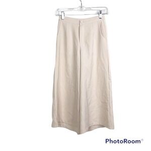 Missguided cream beige wide leg cropped pants size 4